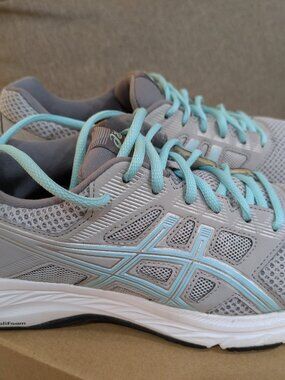 Asics Gel-Contend 5 Womens Shoes Size 10 Gray Blue Good Condition